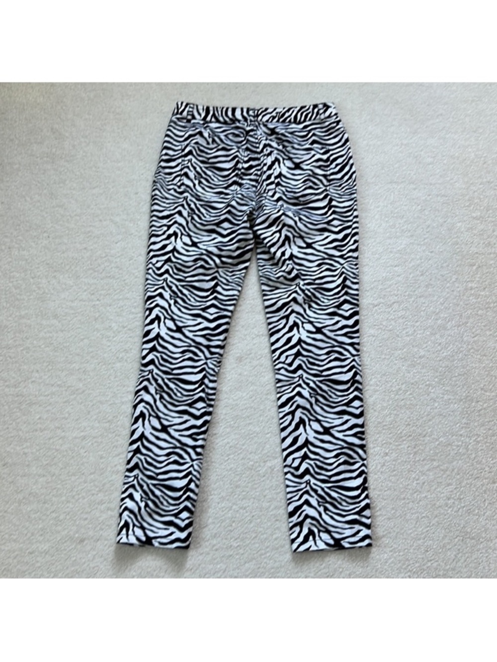 Zebra Print Straight Leg Pants - Black & White